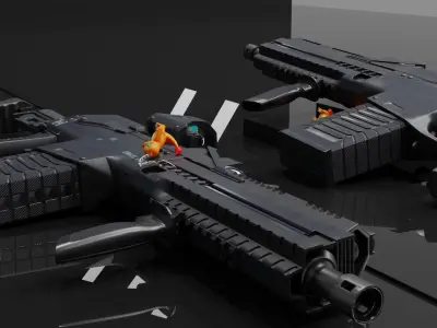 Gun model AK  cyberpunk Low-poly 3D model