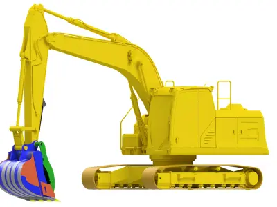 Excavator Hydraulic Thumb Grapple Bucket 3D model