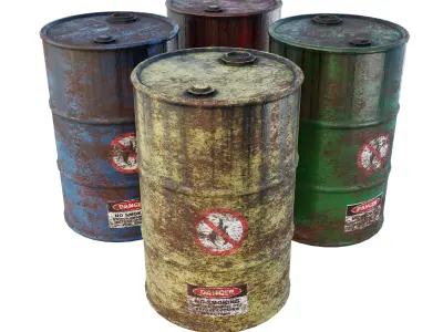 Old Rusty Oil Barrel Game Ready Low-poly 3D model