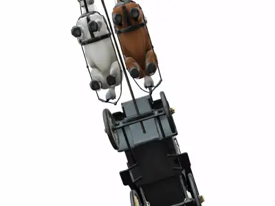 Victorian Horse Carriage with Dual Horses 3D model