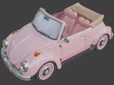 Stylized 3D Valentine Convertible Car Model Low-poly 3D model