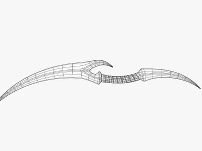 Curved Fantasy Dagger - Stylized Dual Blade 3D model