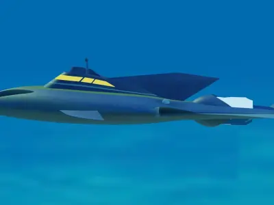 Stringray submarine flying in sky Free 3D model