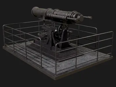 Artillery Cannon-1 Low-poly 3D model