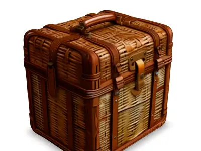 Wicker Suitcase Vintage Travel Luggage Low-poly 3D model