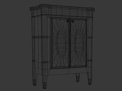 Wooden Antique Dresser Low-poly 3D model