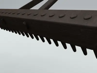 wooden medieval rake Low-poly 3D model