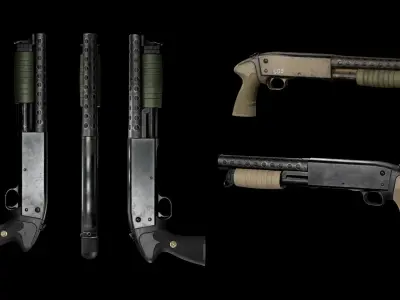 GAME READY ITHACA SHOTGUN PBR RIGGED 2 SKINS Low-poly 3D model