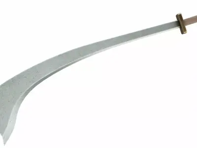 Curved sword 11 Low-poly 3D model