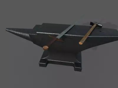 Medieval Craftsman Tools  Low-poly 3D model