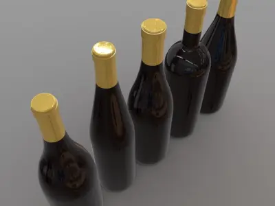 Wine Bottles Low-poly 3D model