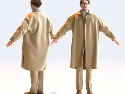 A Pose Asian Smart Casual Man Collection - 5 Models x 5 color variations 3D model