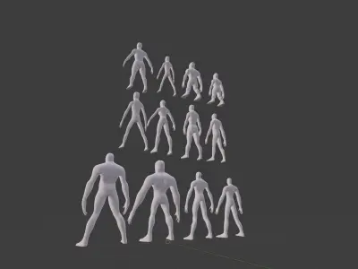 Alien Fantasy Character Base Meshes Low-Medium Poly Low-poly 3D model