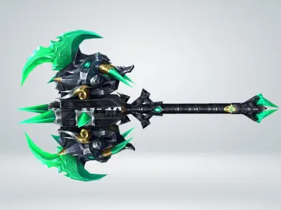 Futuristic Axe Low-poly 3D model 3