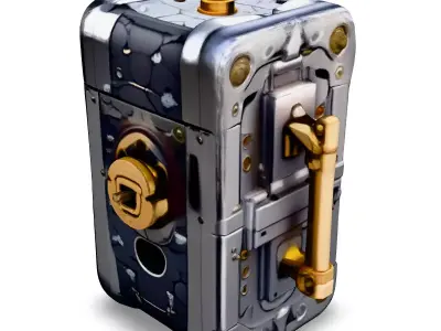 SciFi Metallic Security Box Low-poly 3D model