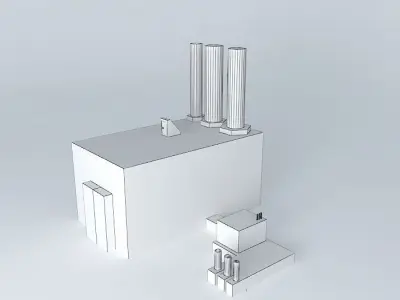 factory with two chimneys Free 3D model