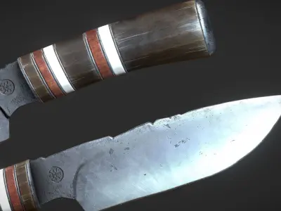 Hunter knife Low-poly 3D model