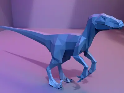 Low-poly Velociraptor polygonal dinosaur Low-poly 3D model