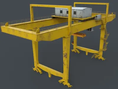 PBR Rail Mounted Gantry Crane RMG V1 - Yellow Light Low-poly 3D model