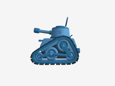 War Tank Cartoon A04 Blue - Military Vehicle Low-poly 3D model