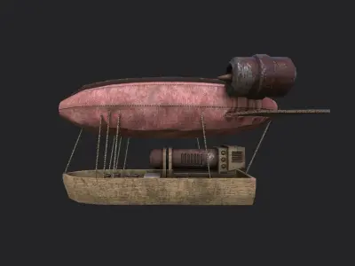 Steampunk Airship - Sci-Fi Aircraft 04 - Flying Ship Low-poly 3D model