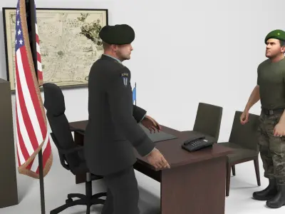 Military Barracks - Scene 3 Low-poly 3D model