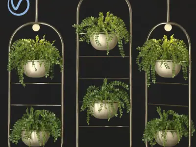 Metal Hanging Lamp Indoor Plant Partition Free 3D model