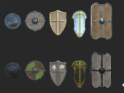 Medieval or Fantasy Shield pack   Low-poly 3D model