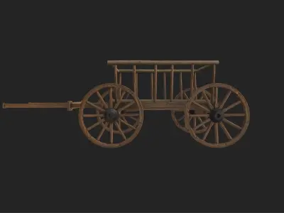 Medieval Wooden Horse Cart Variation 1 - Low Poly And Game Ready Low-poly 3D model