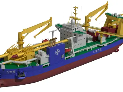 Tiankun Heavy-duty Self-propelled Cutter Suction Dredger 3D model