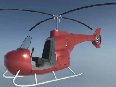 Single-seat helicopter Low-poly 3D model
