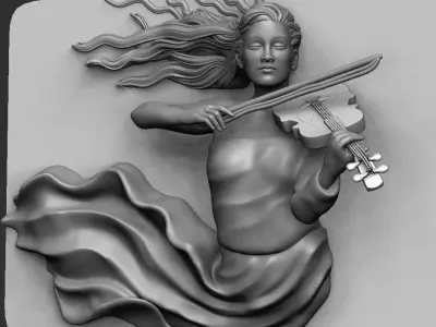 GIRL PLAYING THE VIOLIN-WAll art statue 3D print model