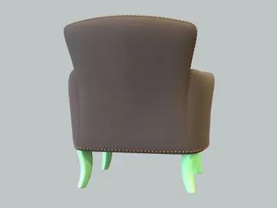 Vintage Chair Taupe Wool Upholstery LightGreen Wood Legs 3D model