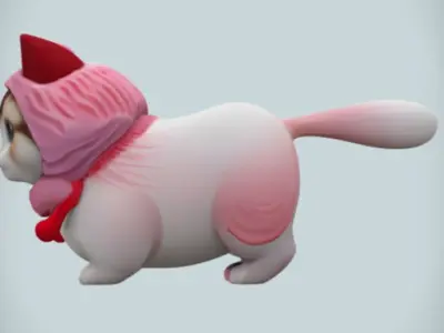 Cute Cat Cartoon Low-poly 3D model