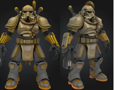 Armored Sci Fi Desert Trooper Low-poly 3D model
