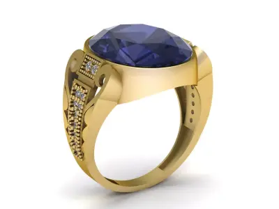ANTIQUE GOLD SAPPHIRE RING 3D PRINTABLE MODEL 3D print model