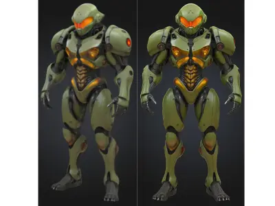 Armored Alien Soldier Low-poly 3D model
