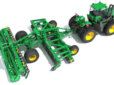 Tractor with Seed Drill 3D model 10