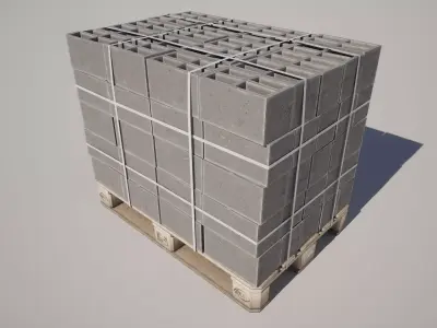 Concrete Block Pallet  Low-poly 3D model