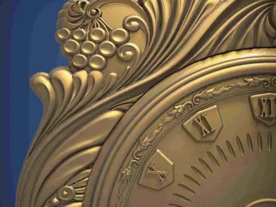 Carved clock for 3D printing and CNC 3D print model 27
