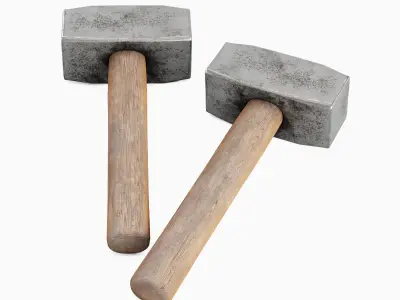 Industrial Wooden Hammer Set Low-poly 3D model