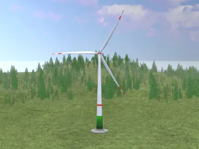 Windkraftanlage mit Fundament E1 H-132 RD 172 m Low-poly 3D model