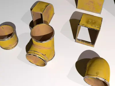 Air vent duct set Low-poly 3D model
