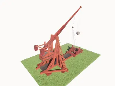 Medieval Catapult 3D model 5