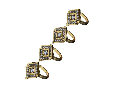Diamond 5mm stone lozenge plate ring Us sizes 8to11 3D print model