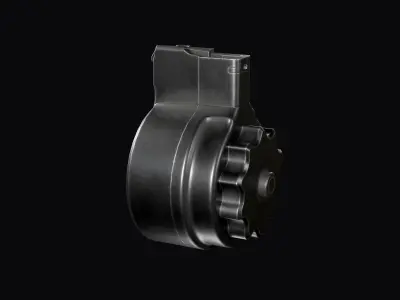 X FAL 50 Round Drum Magazine For FAL 308 Rifles Low-poly 3D model