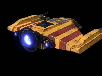 Old Spaceship Low-poly 3D model