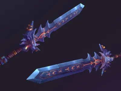 Stylized Witcher Sword Low-poly 3D model