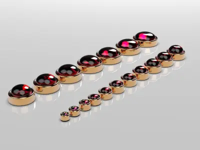 round flush set cabochon ring heads earrings or pendant 3D print model