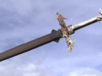 Medieval Dragon Knights sword Low-poly 3D model